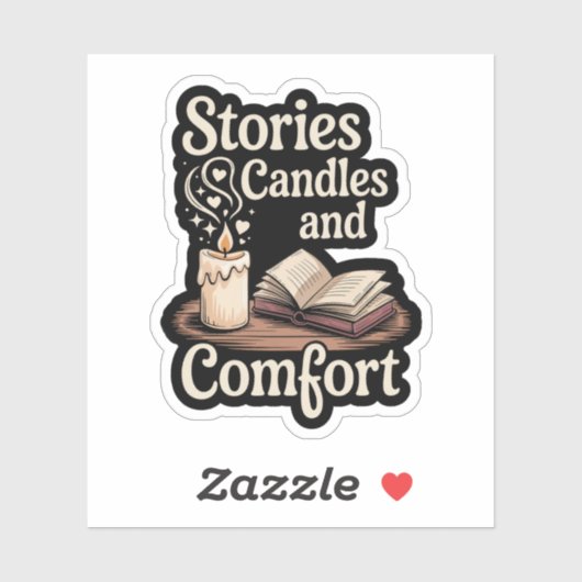Verhalen, kaarsen en comfort — gezellig lezen sticker (Vel)