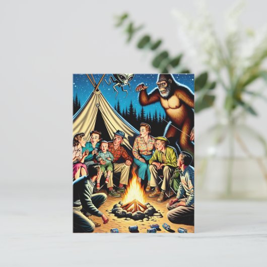Verhalen over kampvuur | Grappige retro blanco Briefkaart (Staand voorkant)