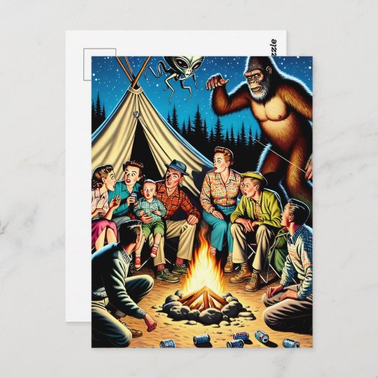 Verhalen over kampvuur | Grappige retro blanco Briefkaart (Voorkant / Achterkant)