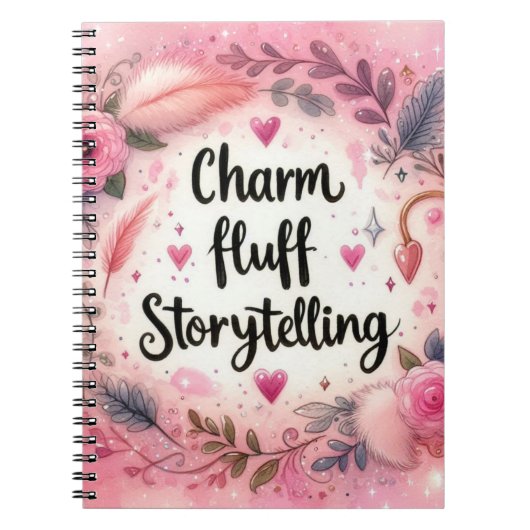 Verhalen vertellen Pink Charm Fluff Girly Schrijve Notitieboek (Voorkant)