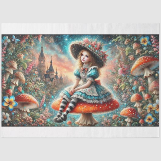 Verhalenboek Alice Magical Mushroom Decoupage Tissuepapier (Voorkant)