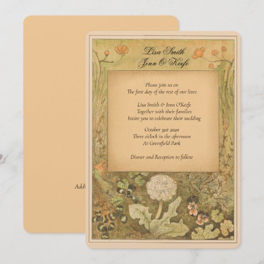 verhalenboek Bos bruiloft uitnodiging (Voorkant / Achterkant)