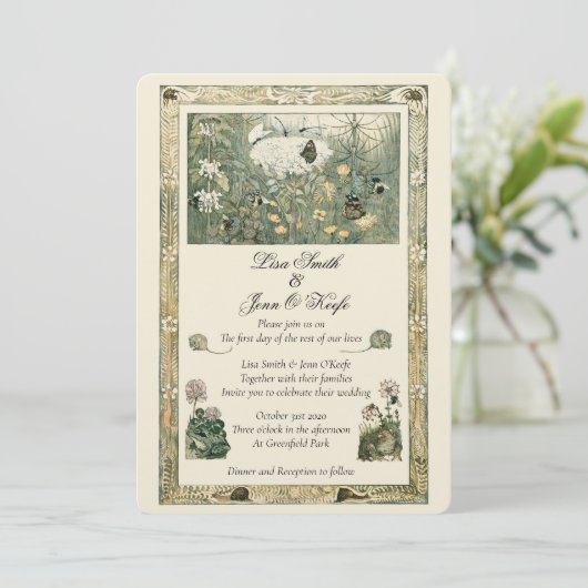  verhalenboek Bos bruiloft uitnodiging (Staand voorkant)