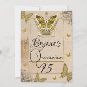 verhalenboek Gouden Vlinder Quinceañera Kaart (Voorkant)
