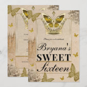  verhalenboek Kasteel Gouden Vlinder Sweet 16 Kaart (Voorkant / Achterkant)