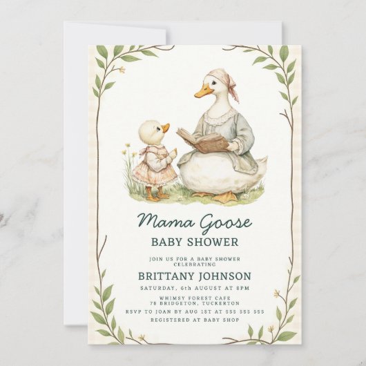  Verhalenboek Mama Goose Baby shower Kaart (Voorkant)