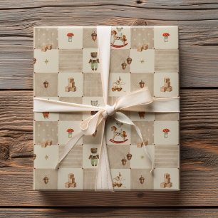 Verhalenboek met aquarel patchworkpatroon met vint cadeaupapier