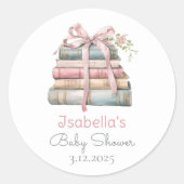 Verhalenboek Nieuw Chapter Roze boog meisje baby s Ronde Sticker (Voorkant)