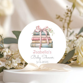 Verhalenboek Nieuw Chapter Roze boog meisje baby s Ronde Sticker