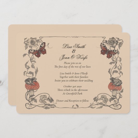 verhalenboek Paddenstoel bruiloft uitnodiging (Voorkant / Achterkant)