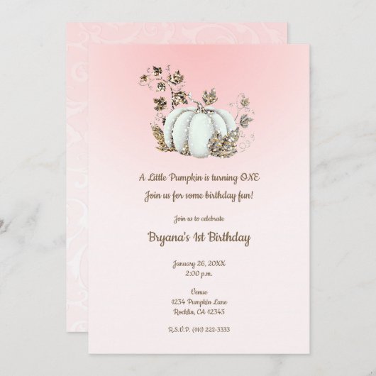 Verhalenboek Roze Wit Pompoen Sprookje 1e Kaart (Voorkant / Achterkant)