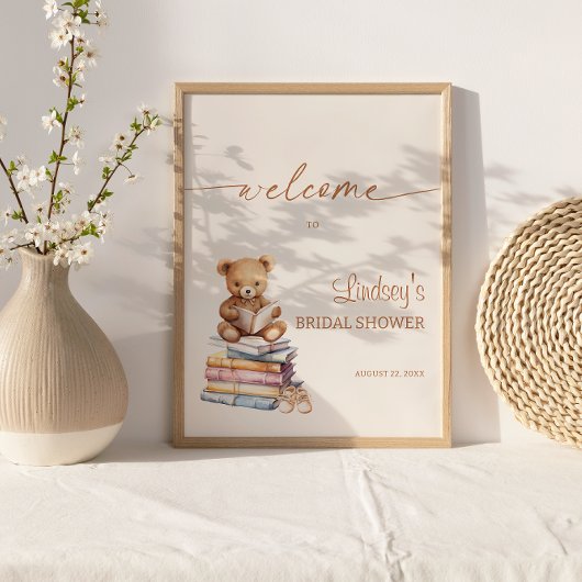 Verhalenboek Teddy Bear Baby shower Boho Welkom Poster