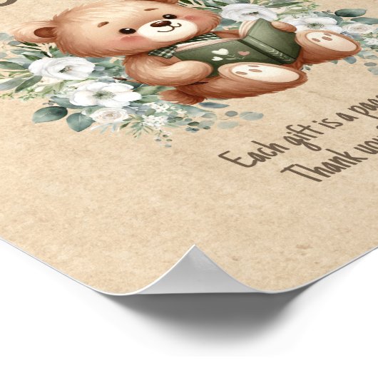 Verhalenboek Teddy Bear Kaarten Gifts Baby shower Poster (Hoek)