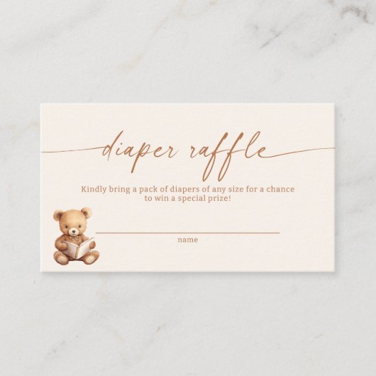 Verhalenboek Teddy Bear Luier Raffle Kaart (Voorkant)