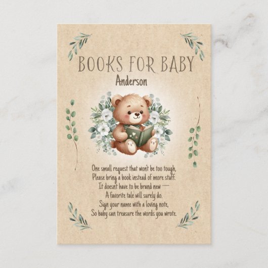 Verhalenboek Teddy Bear Sage Tan  Boeken Baby Informatiekaartje (Voorkant)