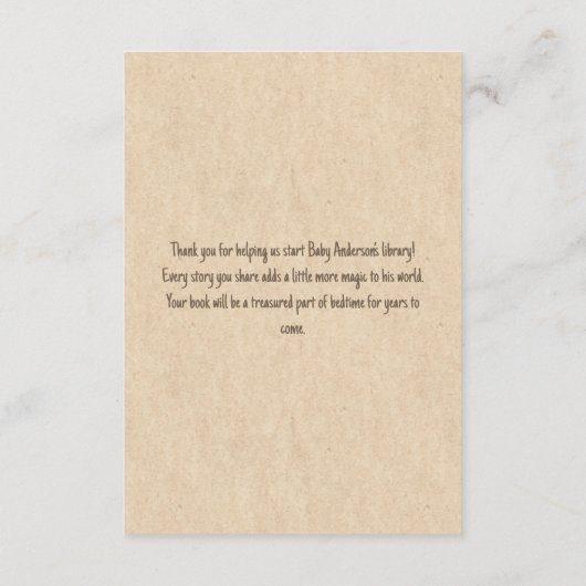 Verhalenboek Teddy Bear Sage Tan  Boeken Baby Informatiekaartje (Achterkant)