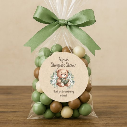 Verhalenboek Teddybeer Bedankje Gastgeschenk Ronde Sticker