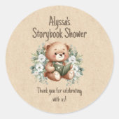Verhalenboek Teddybeer Bedankje Gastgeschenk Ronde Sticker (Voorkant)