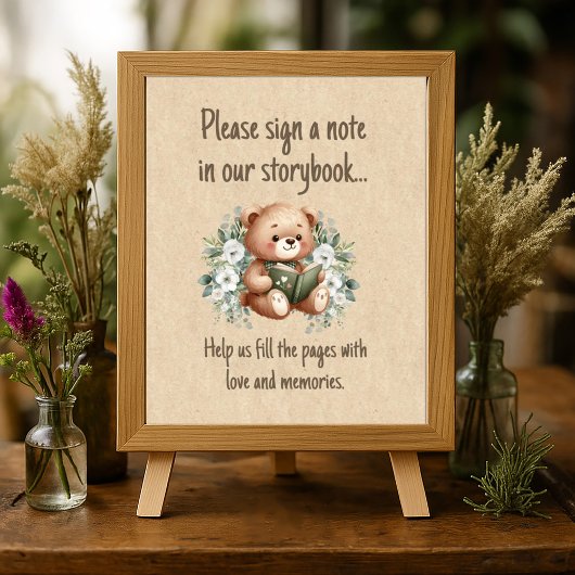 Verhalenboek Teddybeer Gastenboek Poster