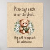 Verhalenboek Teddybeer Gastenboek Poster (Voorkant)