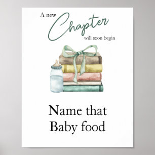 Verhalenboek voor babyfeestje Baby naam eten Poster