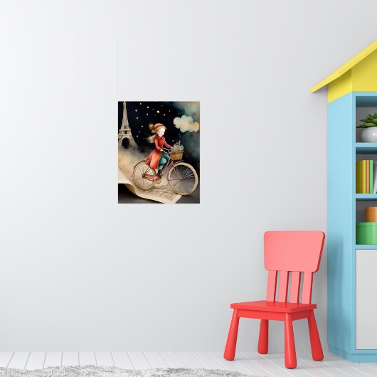 Verhalenboek Waterverf Parijse fietstocht Poster (Kinderkamer 1)