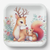Verhalenboek Woodland Babies Deer en Chipmunk Papieren Bordje (Voorkant)