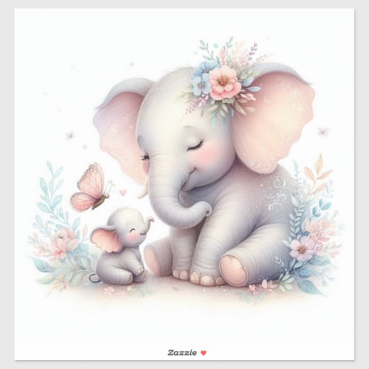 Verhalenboek Woodland Babies Elephant and Baby Sticker (Vel)