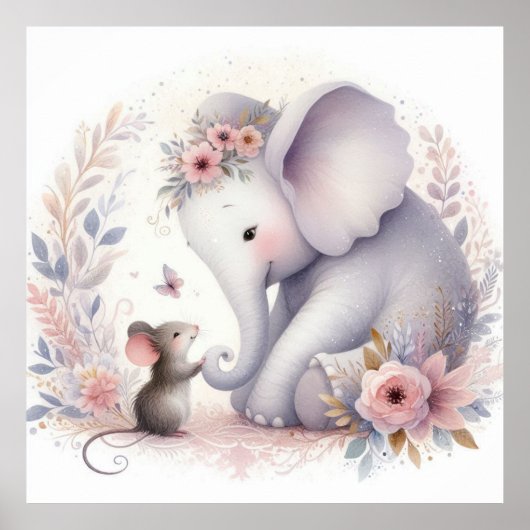 Verhalenboek Woodland Baby's Olifant en Muis Poster (Voorkant)