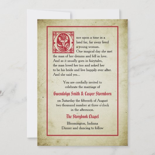 Verhalenboekpagina |  Sprookjesbruiloft Kaart (Voorkant)