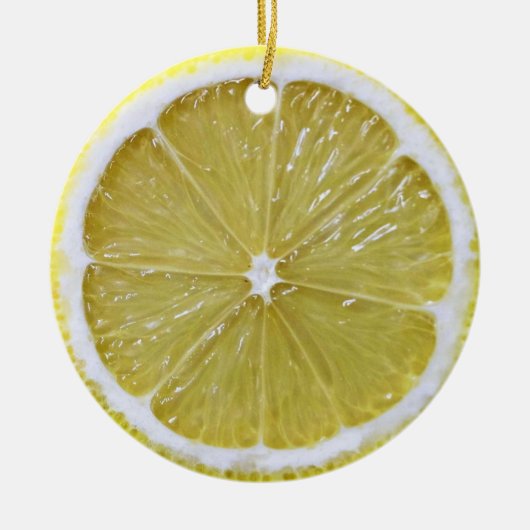 Verhangende versiering van het plakje Lemon Keramisch Ornament (Voorkant)