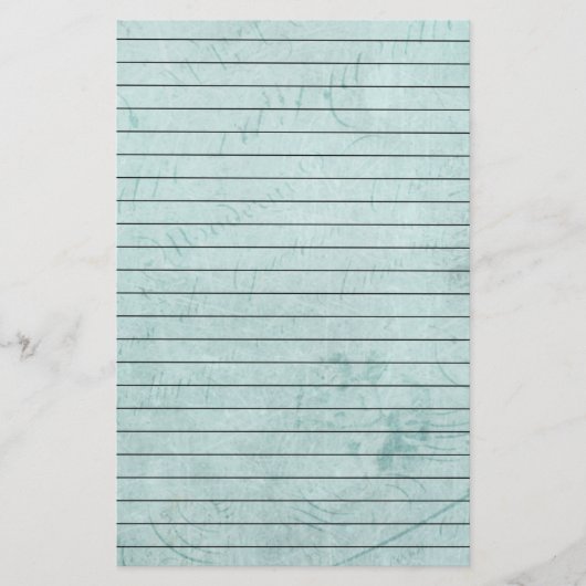 Verhard  blauw met schrijven en lijnen briefpapier (Voorkant)