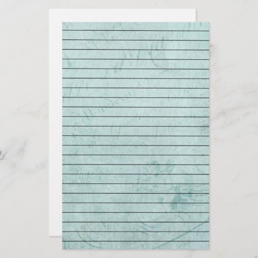 Verhard  blauw met schrijven en lijnen briefpapier (Voorkant / Achterkant)