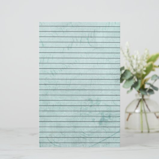 Verhard  blauw met schrijven en lijnen briefpapier (Staand voorkant)