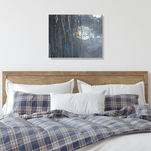 Verhard Grunge Grey en Blue Abstract Hoesje-Mate Canvas Afdruk (Insitu (Slaapkamer))