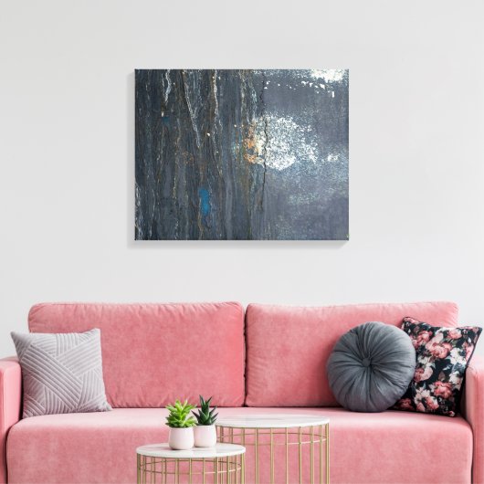 Verhard Grunge Grey en Blue Abstract Hoesje-Mate Canvas Afdruk (Insitu (Woonkamer))