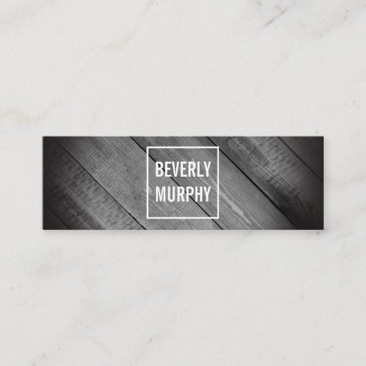 Verhard hout met opgerolde en vignet mini visitekaartje (Voorkant)