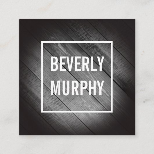 Verhard hout met opgerolde en vignet vierkante visitekaartje (Voorkant)