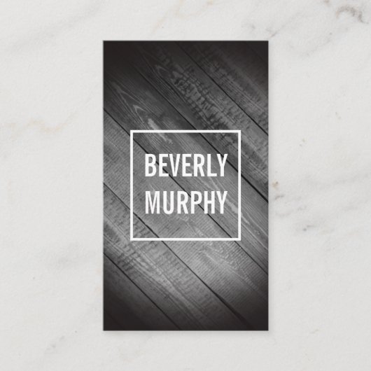 Verhard hout met opgerolde en vignet visitekaartje (Voorkant)