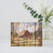 Verhard hout Rustisch Western land Rode Barn Briefkaart (Staand voorkant)