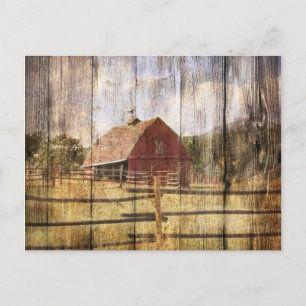 Verhard hout Rustisch Western land Rode Barn Briefkaart