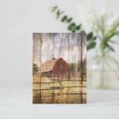 Verhard hout Rustisch Western land Rode Barn Briefkaart (Staand voorkant)