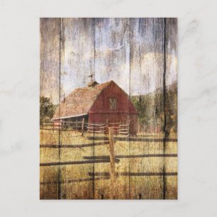 Verhard hout Rustisch Western land Rode Barn Briefkaart