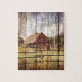 Verhard hout Rustisch Western land Rode Barn Legpuzzel (Verticaal)