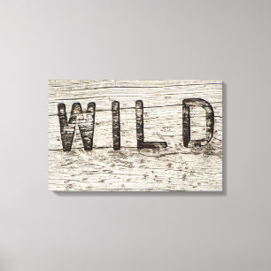 Verhard hout verbrand wilde typografie canvas afdruk