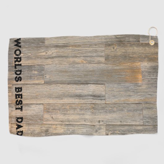 Verhard licht Rustic Wood grain, beste vader ter w Golfhanddoek (Horizontaal)
