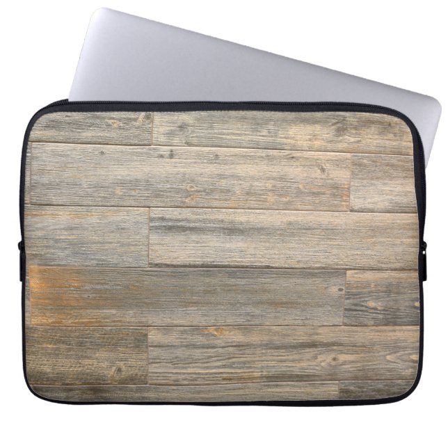 Verhard licht Rustisch houtachtige planken Laptop Sleeve (Voorkant)