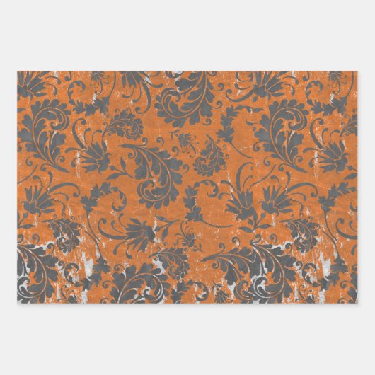 Verhard verbrand sinaasappel en grijs gepatterd inpakpapier vel (Voorkant)