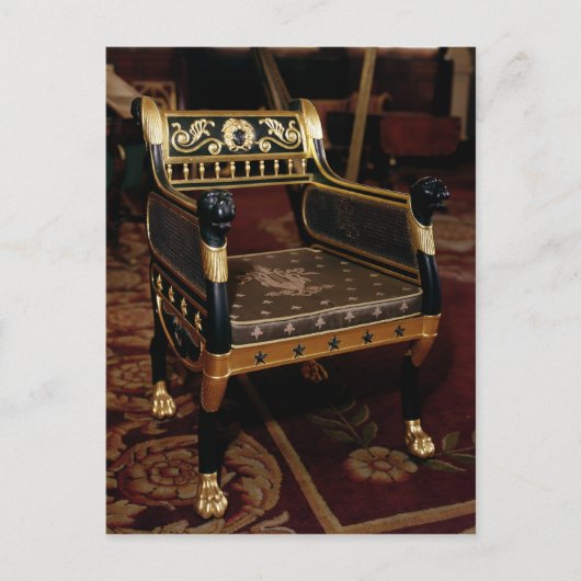 Verharde armstoel met gelte details briefkaart (Voorkant)