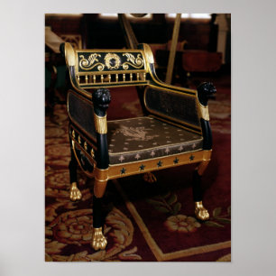 Verharde armstoel met gelte details poster